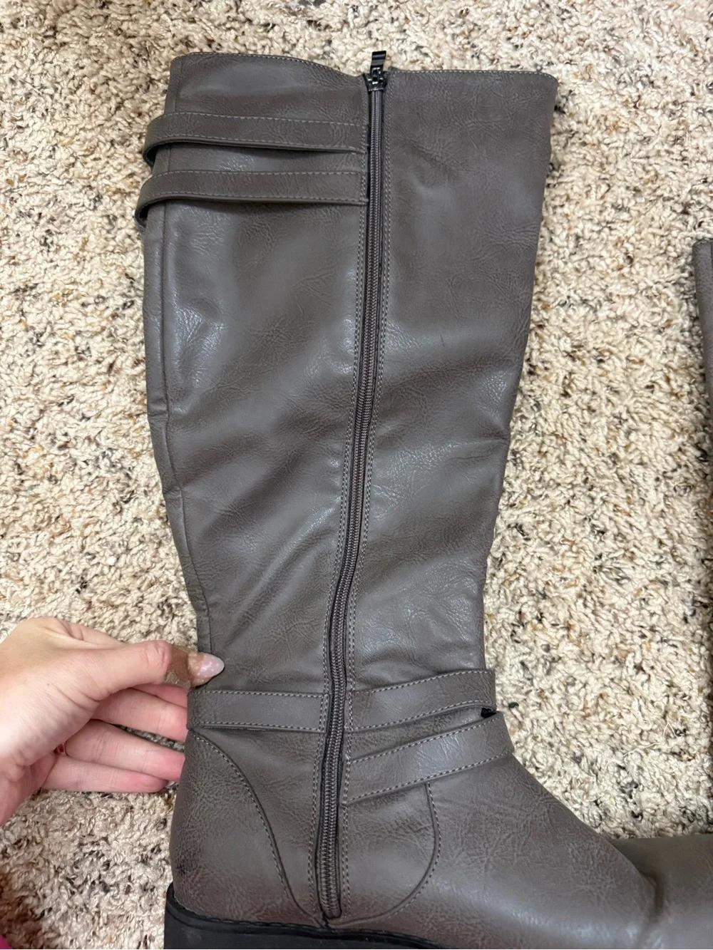 Lolli Gray Over-the-Knee Buckle Riding Boots